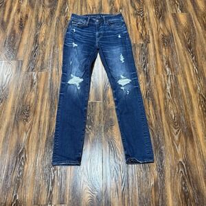 American Eagle Outfitters Mens 30x32 Skinny Jeans Airflex+ Dark Wash Distressed